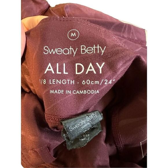 Sweaty Betty- All Day Emboss 7/8 Leggings 4 Way Stretch Leggings Maroon, Medium - Picture 3 of 13